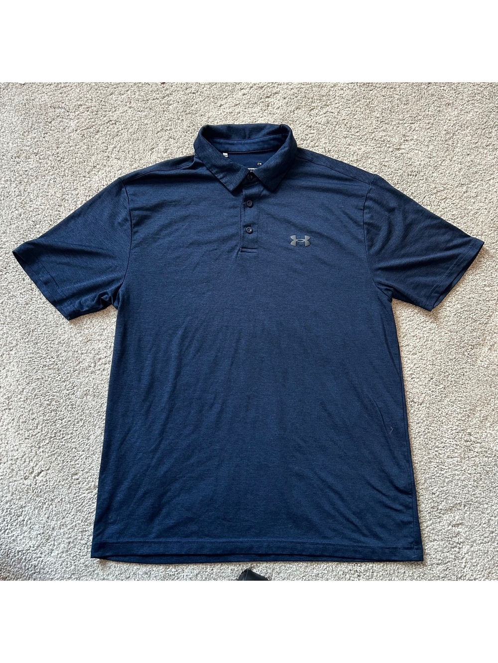 Under Armour Playoff Polo Shirt Large Loose Fit Navy Blue